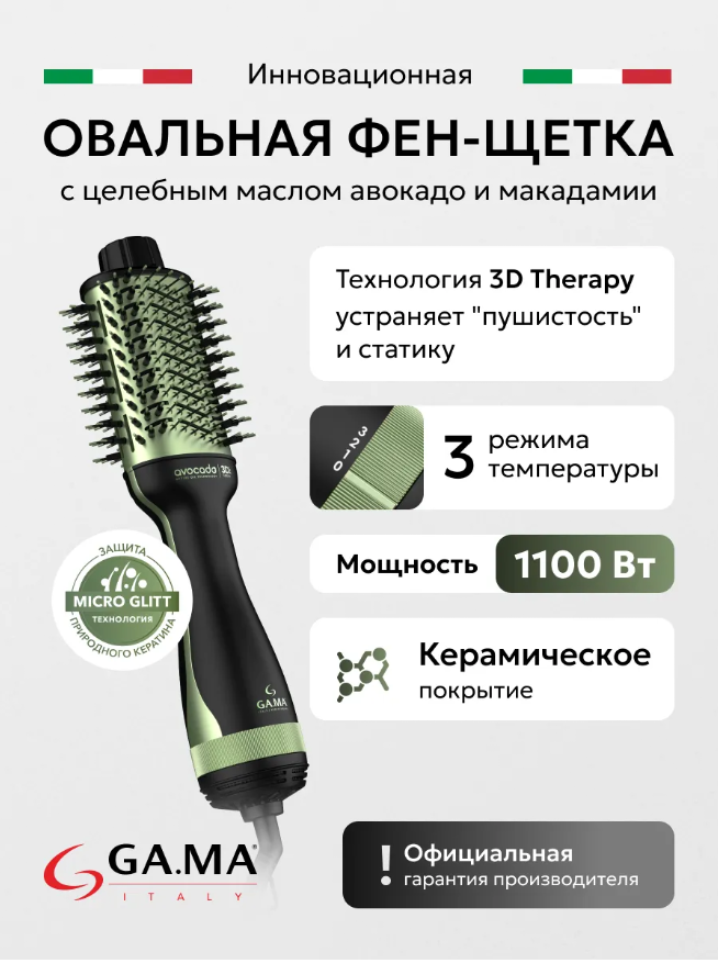 Фен-щетка Avocado 3D Power 1100-2000W: профессиональная сушка и укладка волос