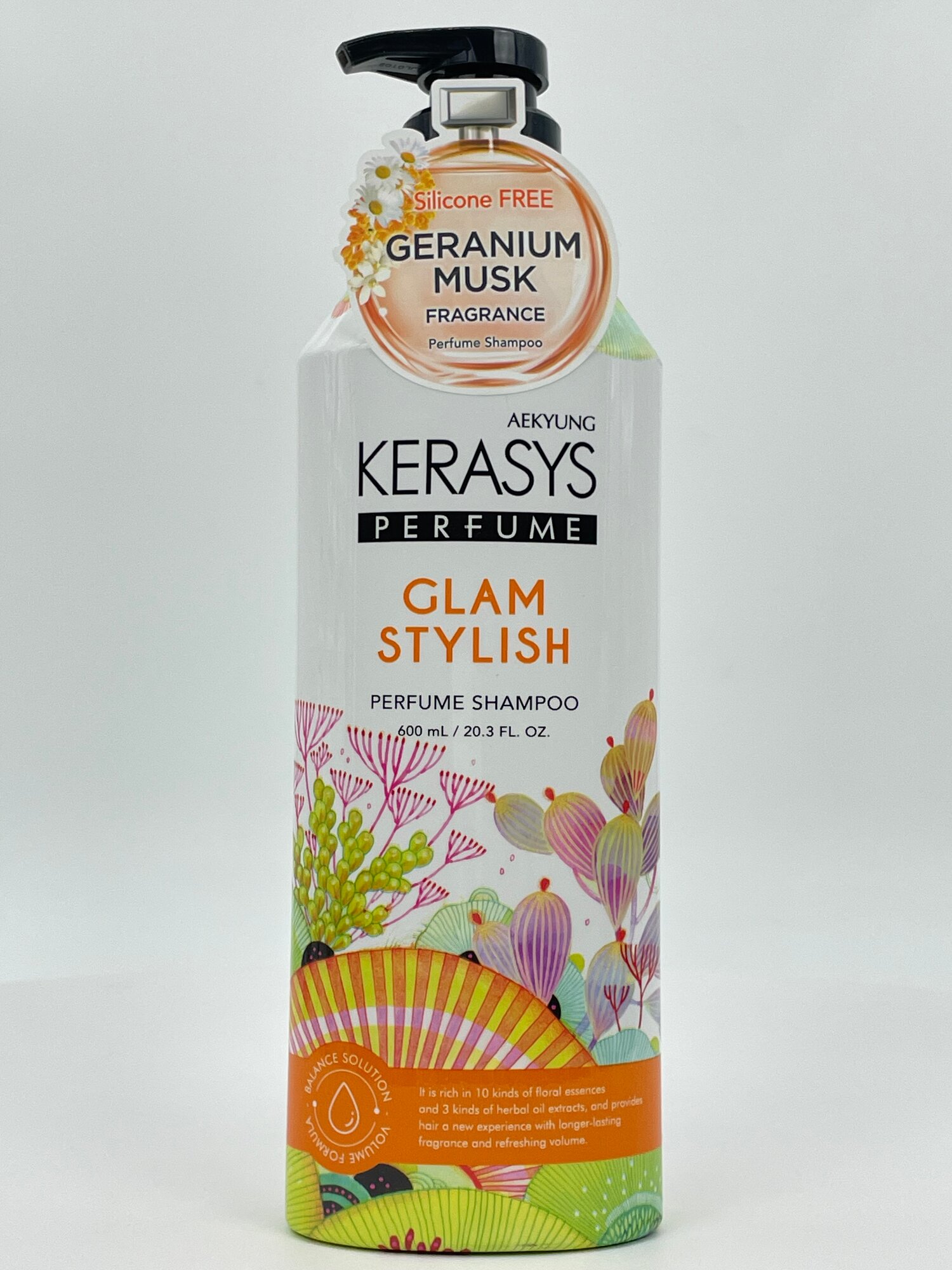 Парфюмированный шампунь Kerasys Glam Stylish с цветочными эссенциями для объёма и свежести волос, 600 мл