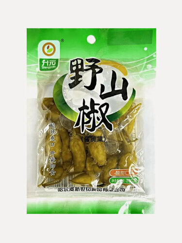 Изображение товара Маринованный острый зеленый перец чили закуска к рису и крупам 100 г, Китай