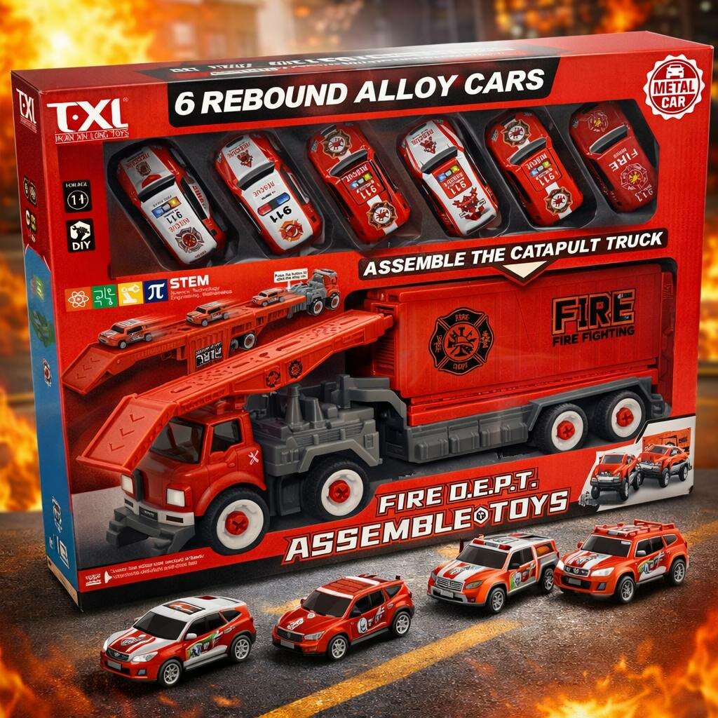 FIRE D.E.P.T. Assemble Toys – Набор пожарных машин с катапультой