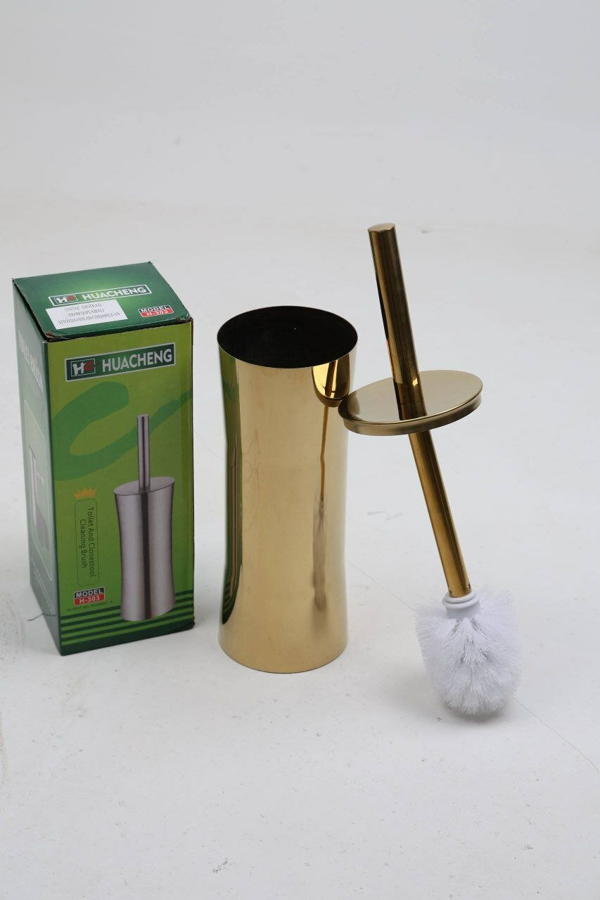 Щетка-ершик Rabito Gold Mirror, нержавеющая сталь, поворотная головка, мягкая накладка