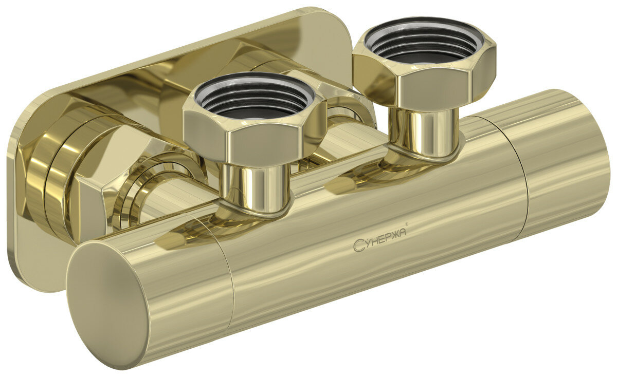 Вентиль Сунержа 020-1418-3434 Вентиль 2х3/4" угловой скрытый-скрытый EU50, шампань