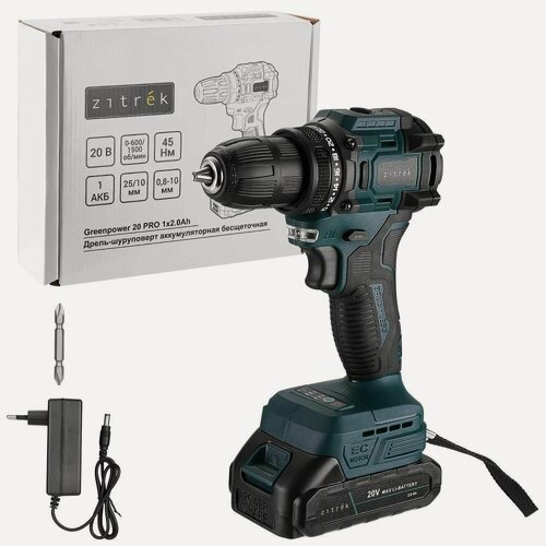 Изображение товара Дрель-шуруповерт Zitrek Greenpower 20 PRO (бесщеточный, 20В, 1х2.0Ач) 085-1313, зеленая