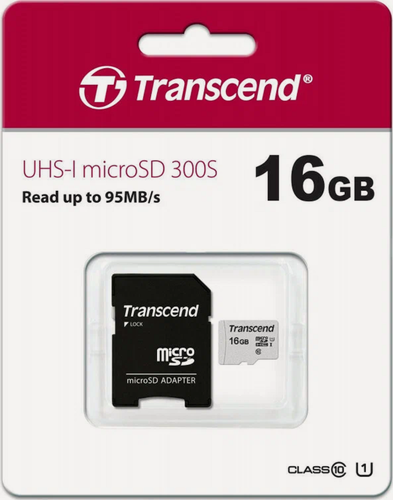 Изображение товара Карта памяти Transcend TS16GUSD300S-A, 16 Гб, V10/UHS-I/Class 10