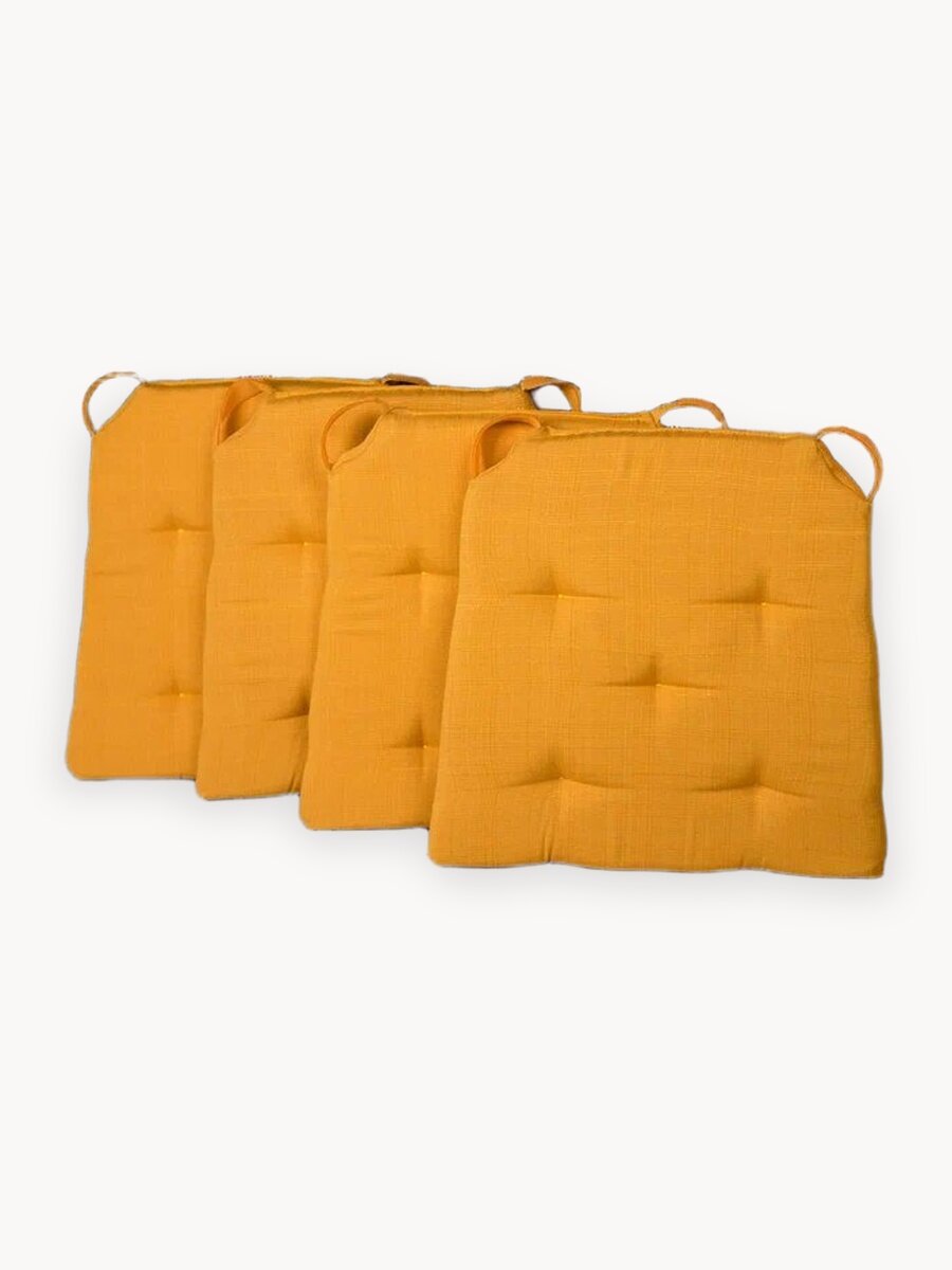 Комплект подушек на стул,  41/35x40x4, (4 шт) горчичный 100% пэ