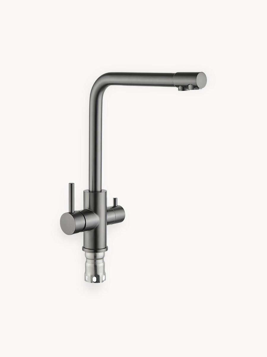 Смеситель для кухни ESKO Kitchen K24GM с подключением к фильтру для питьевой воды, цвет оружейная сталь