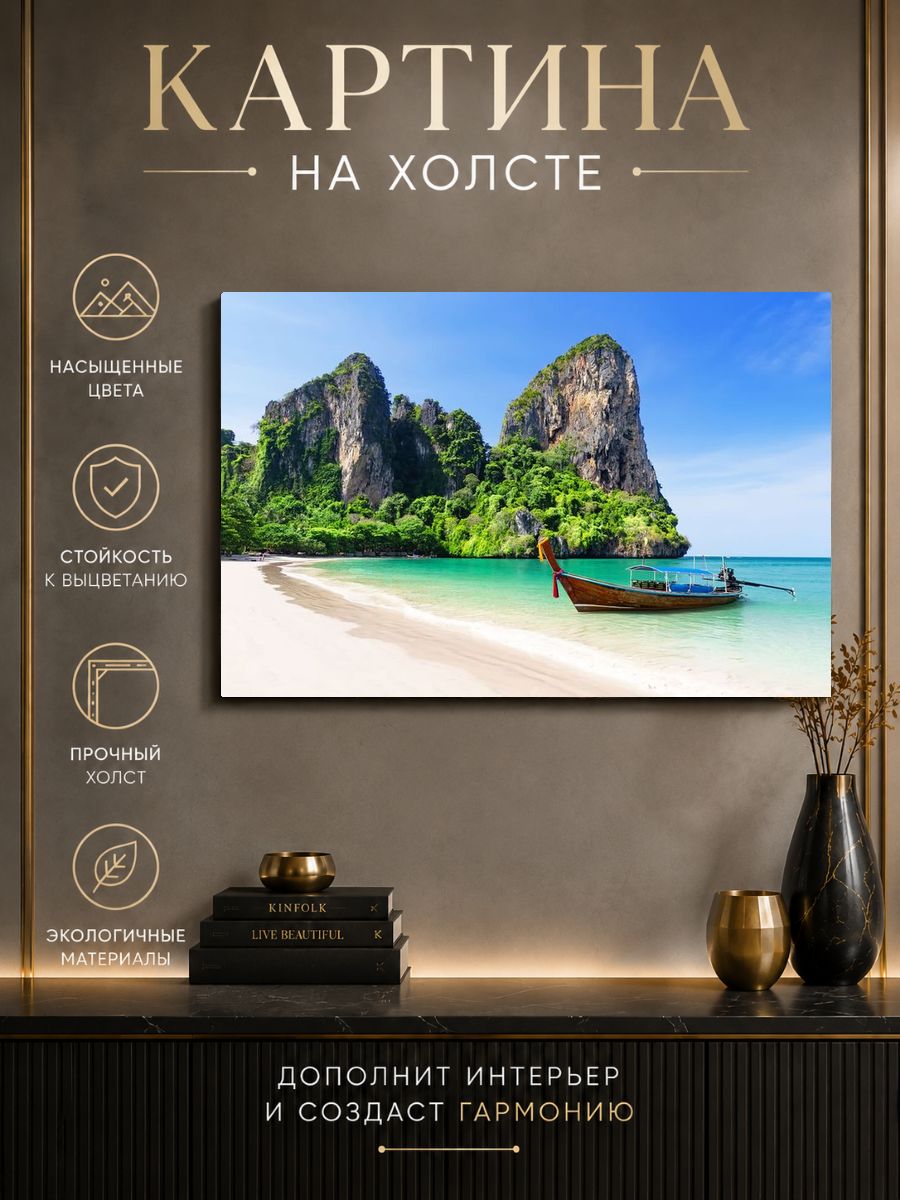 Картина на холсте Лодка 40x30 см