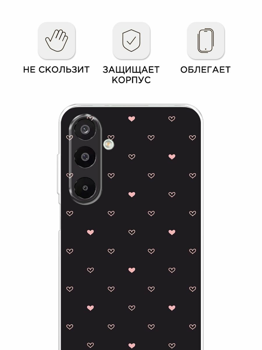 Чехол на Samsung Galaxy M16 / Самсунг Галакси М16 с принтом "Черный фон и сердечки" — фото 1