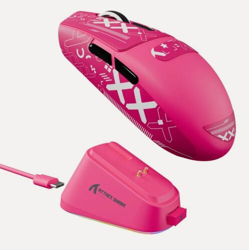 Изображение товара Беспроводная игровая мышь Attack Shark G3 PRO, Bluetooth + 2.4Ghz USB, PAW3311, 25000Dpi, Ягодный Красный