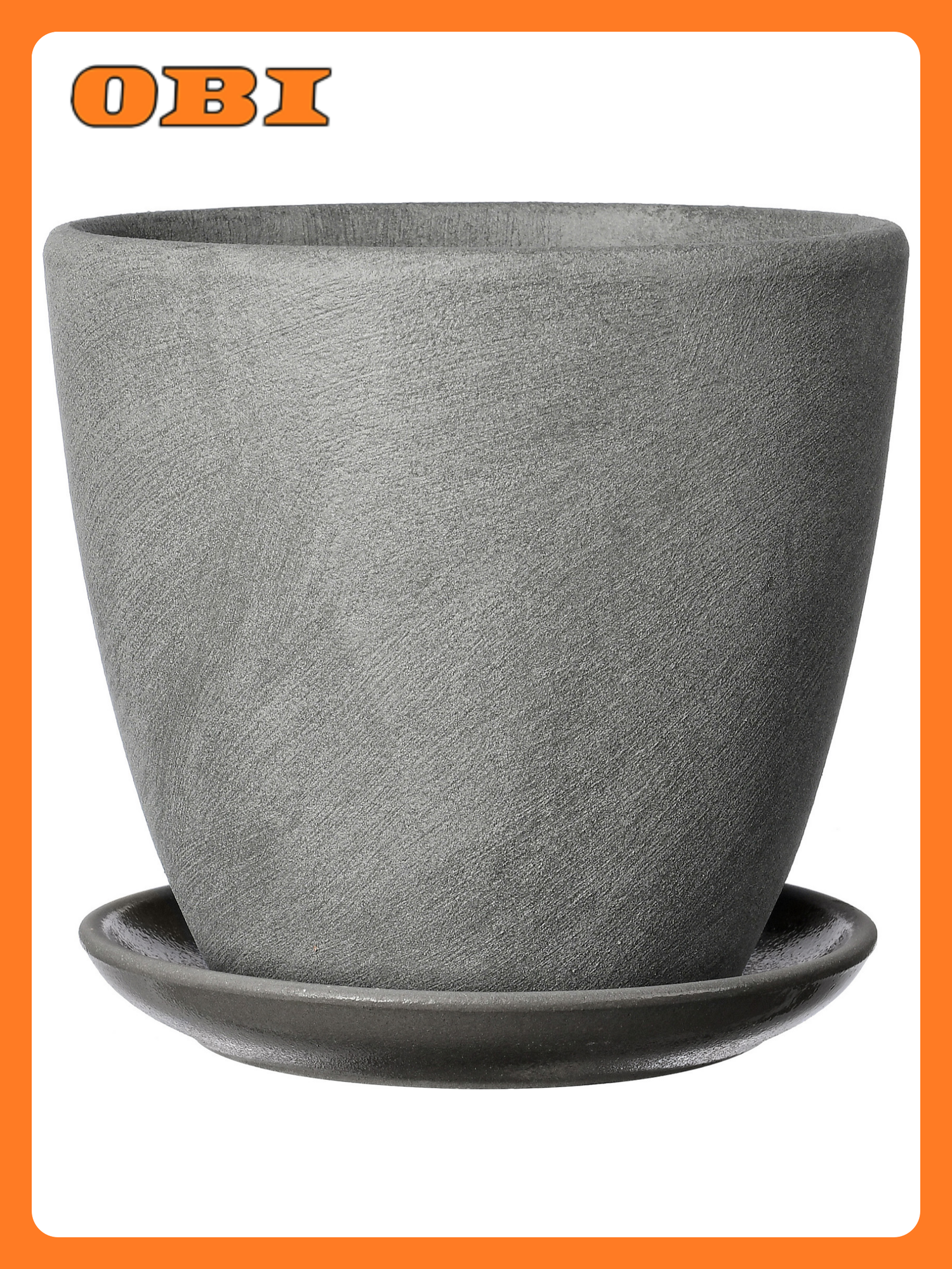 Горшок Композит  Замша   бетон  серый  с поддоном  d15см  h13см