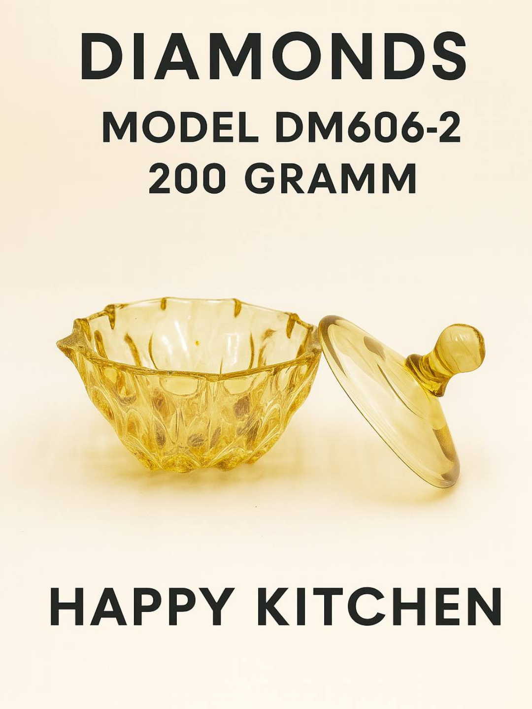 Креманка Gold "Happy Kitchen" DM606-2, с крышкой, янтарное стекло, 230 мл