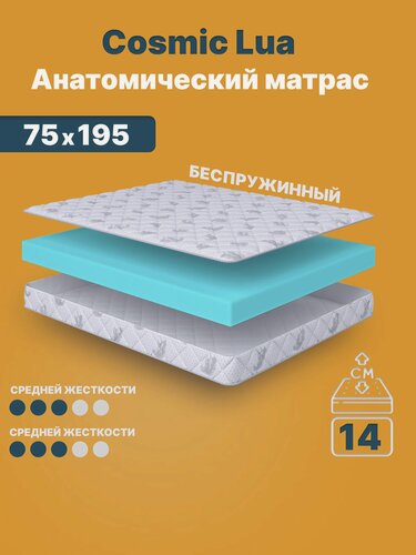 Изображение товара Матрас 75х195 см беспружинный в детскую кроватку "Cosmic Lua" двусторонний с одинаковой жесткостью