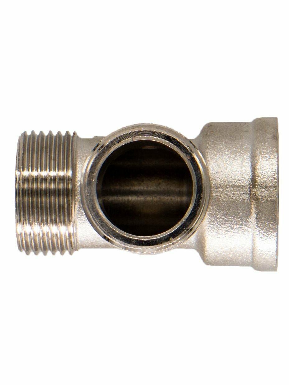 Тройник CTM CRTFMM12, для металлопластиковых и стальных труб, латунь, никелированный — фото 1