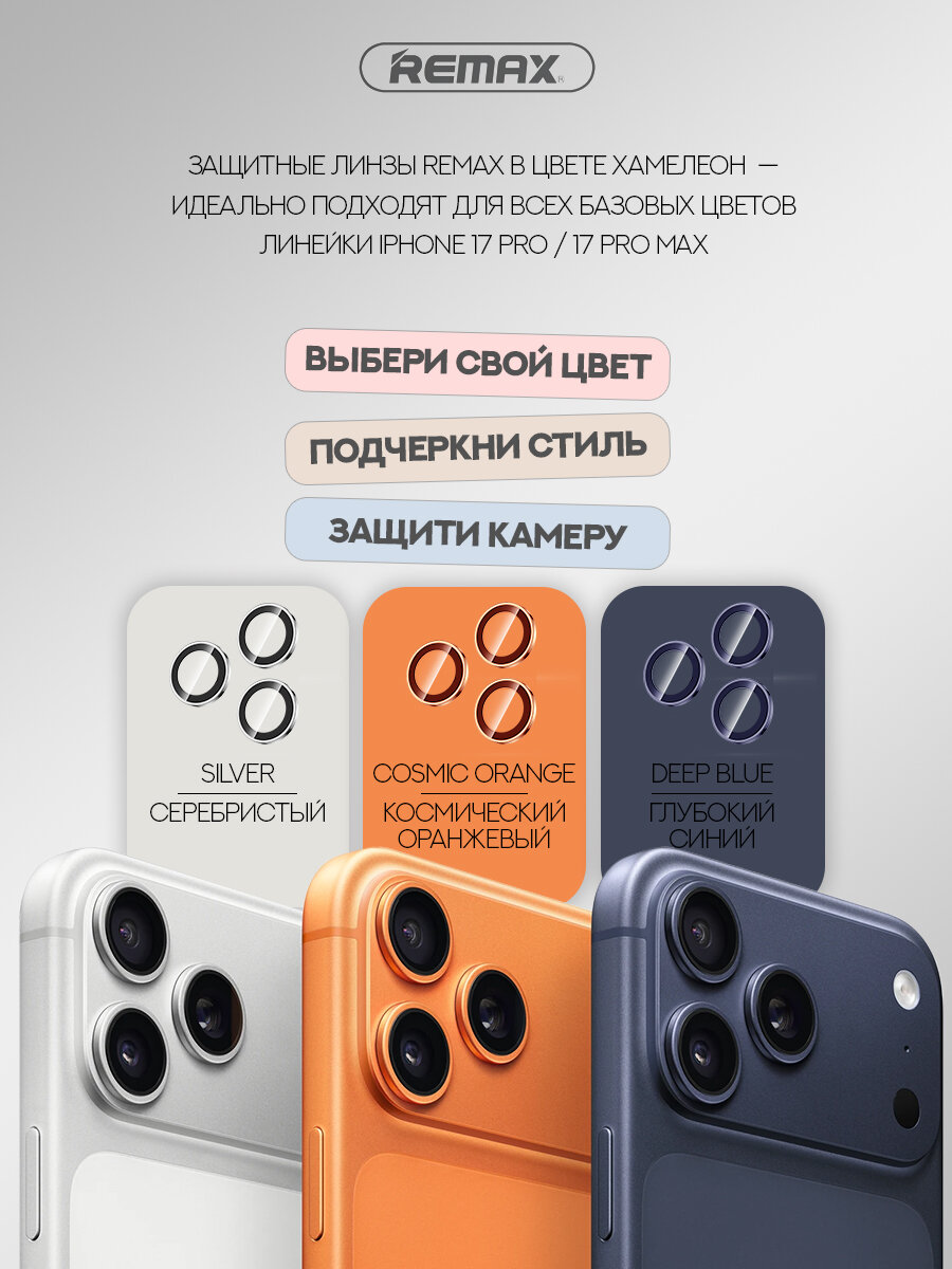 Защитные линзы для камеры iPhone 17 Pro / 17 Pro Max, REMAX GL-27, хамелеон — фото 1