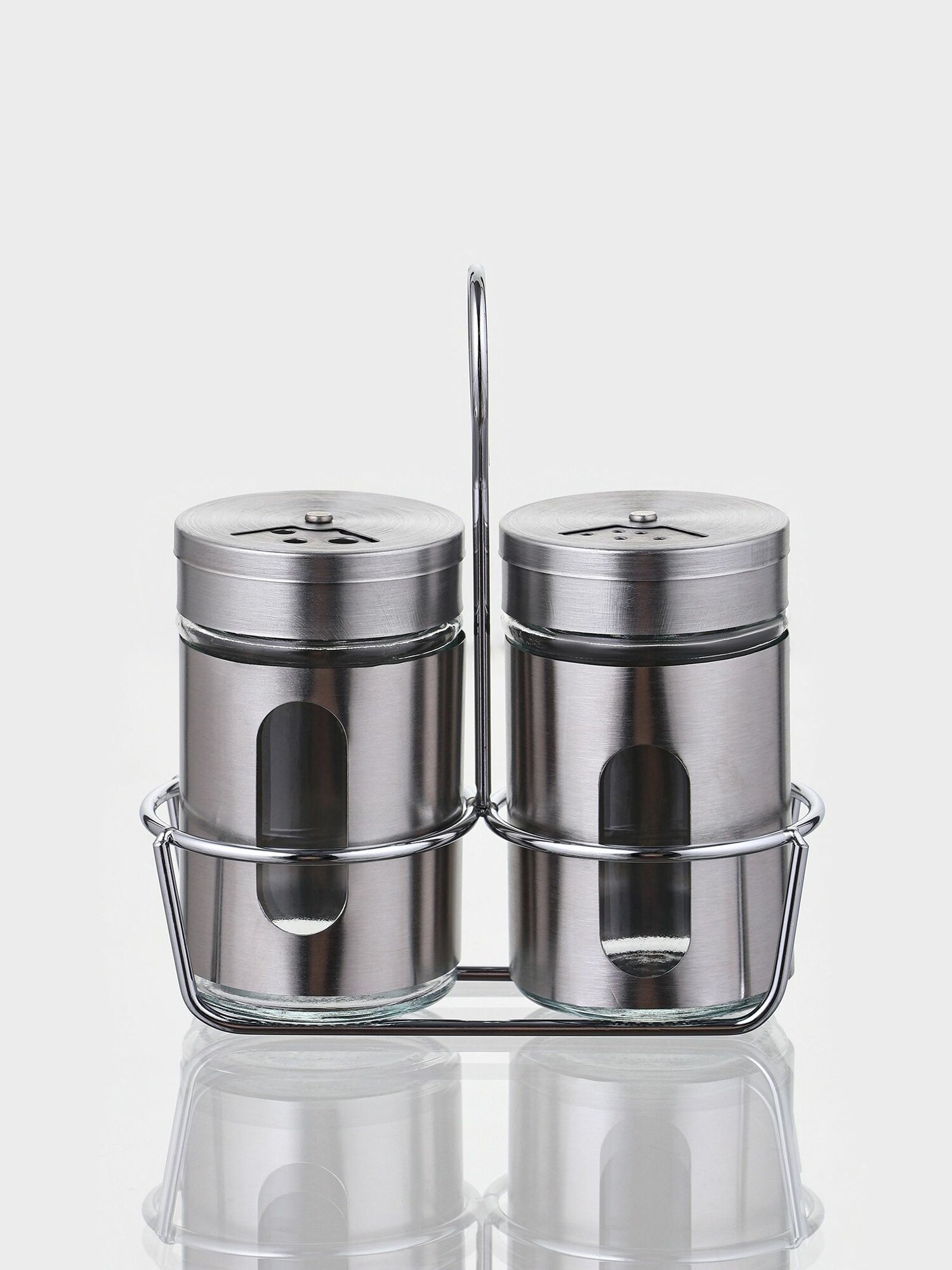 Набор для специй, 2 шт, 130 мл, на подставке, солонка и перечница