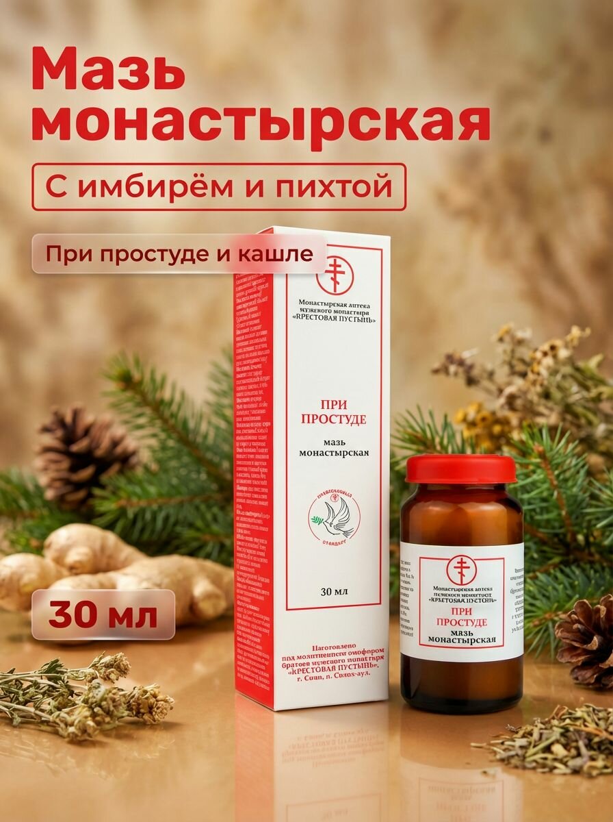 Мазь При простуде Солох-Аул с маслами имбиря и облепихи для носа и груди, 30 мл