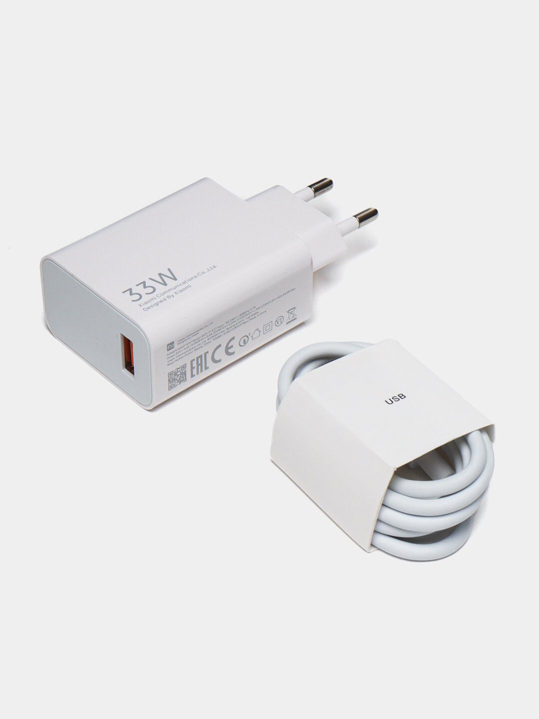 Зарядное устройство Xiaomi 33 Вт (тип A) с кабелем, цвет белый — фото 1