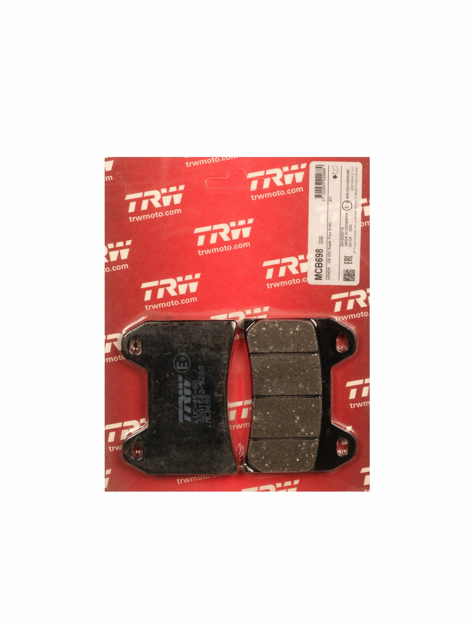 Колодки тормозные дисковые для мото передние TRW (MCB698)