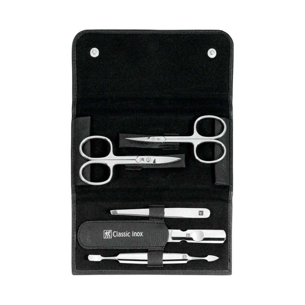 Набор маникюрный в кожаном футляре, цвет черный, 5 предметов, Classic Inox 97458-004