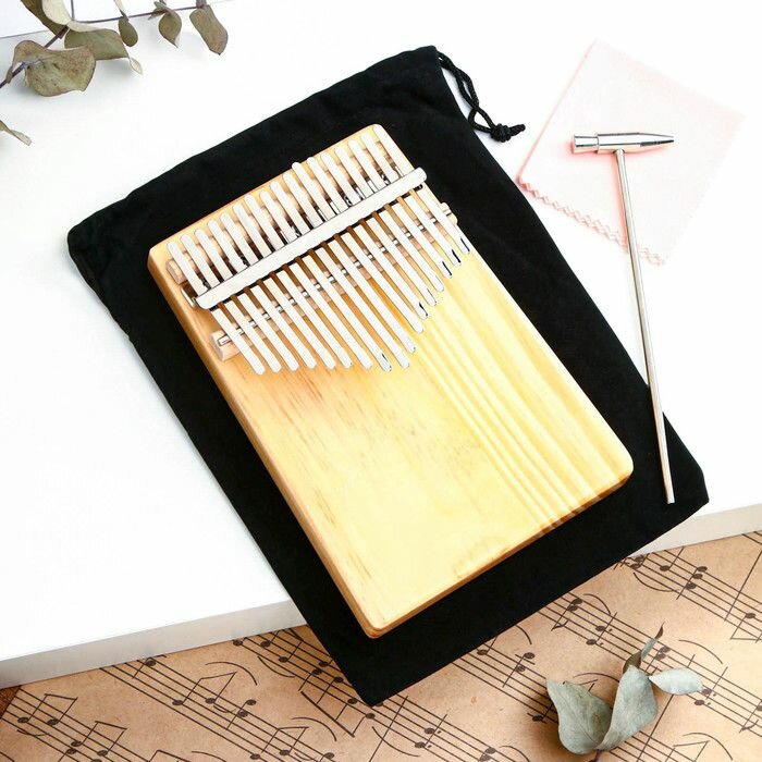 Калимба Music Life 17 нот, деревянная, металл, трапеция, бежевая