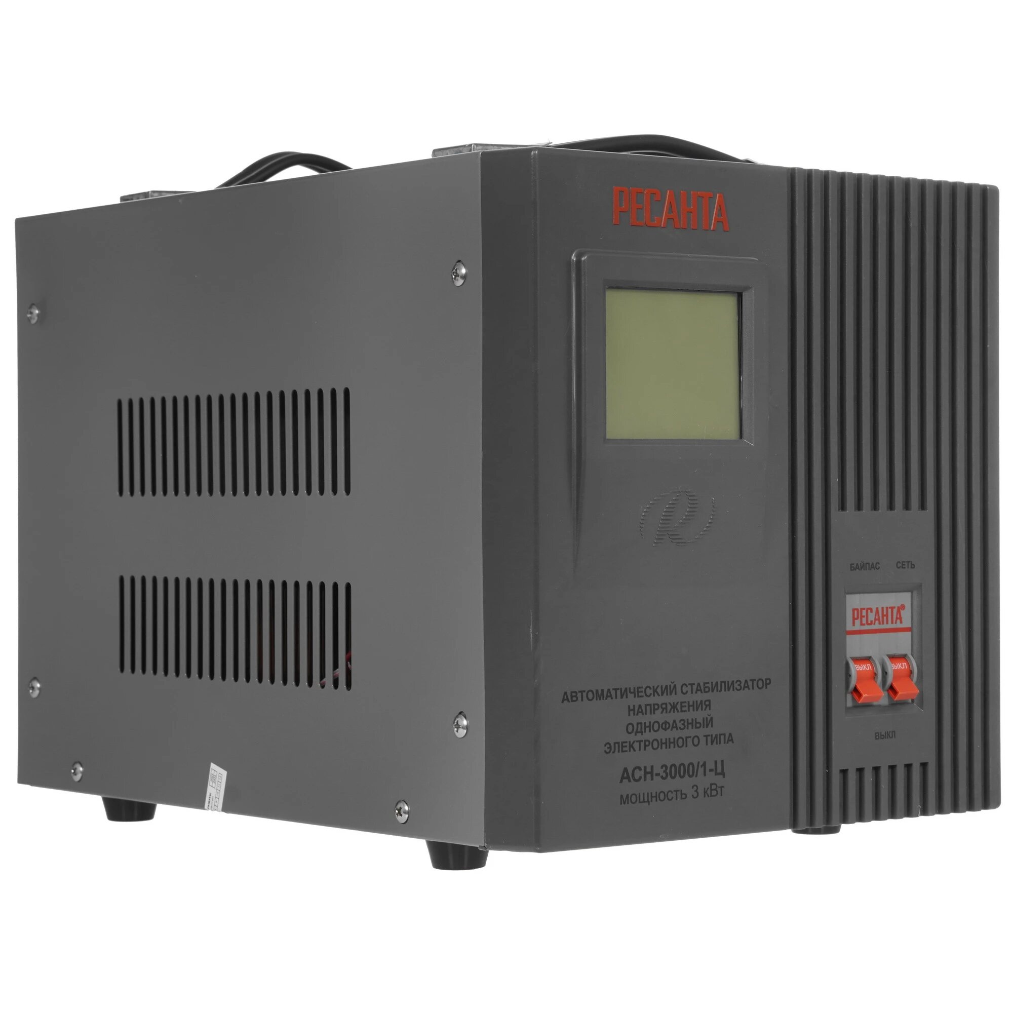 Стабилизатор напряжения Ресанта ACH-3000/1-Ц, серый, мощность 3кВт
