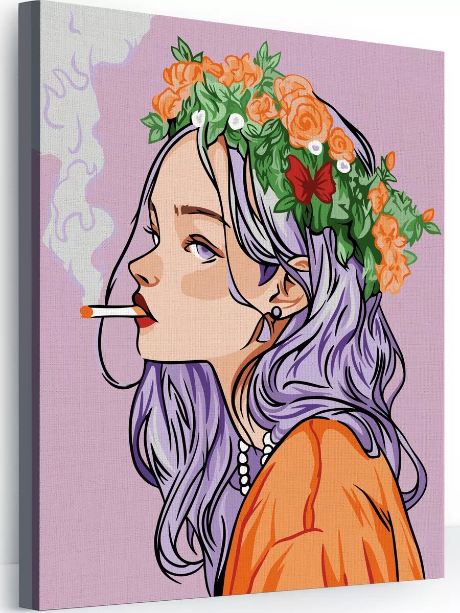 Картина по номерам на холсте с подрамником 40х50 см Смола и цветы