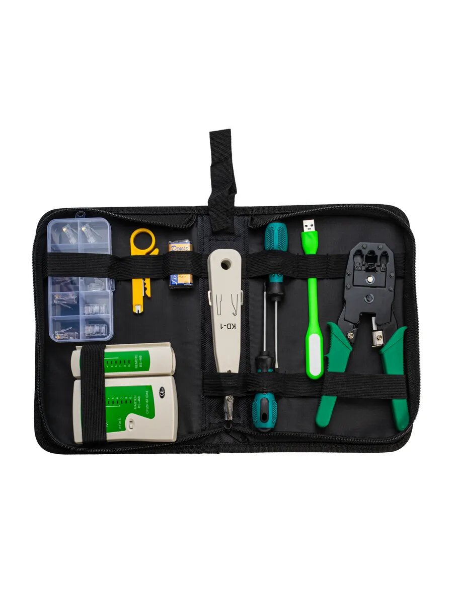 Профессиональный набор для интернет-кабеля RJ45 (обжим + тестер) — фото 1