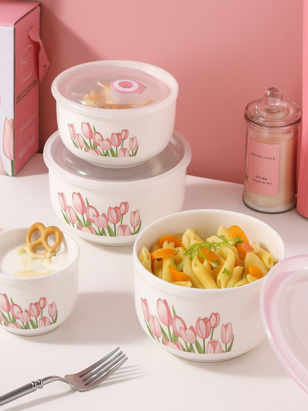 Набор посуды керамических , с герметичными крышками, матрешка — фото 1