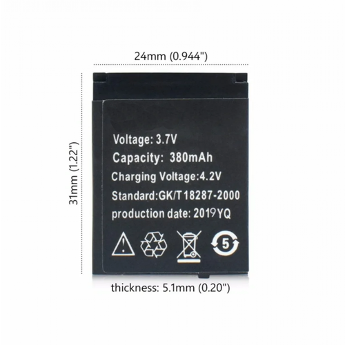 фото Аккумуляторная батарея mypads 380mah 3.7v lq-s1 / ab-s1 / ryx-nx9 на carcam / noco / sunlights / tiroki / uwatch / zdk dz09 smart watch
