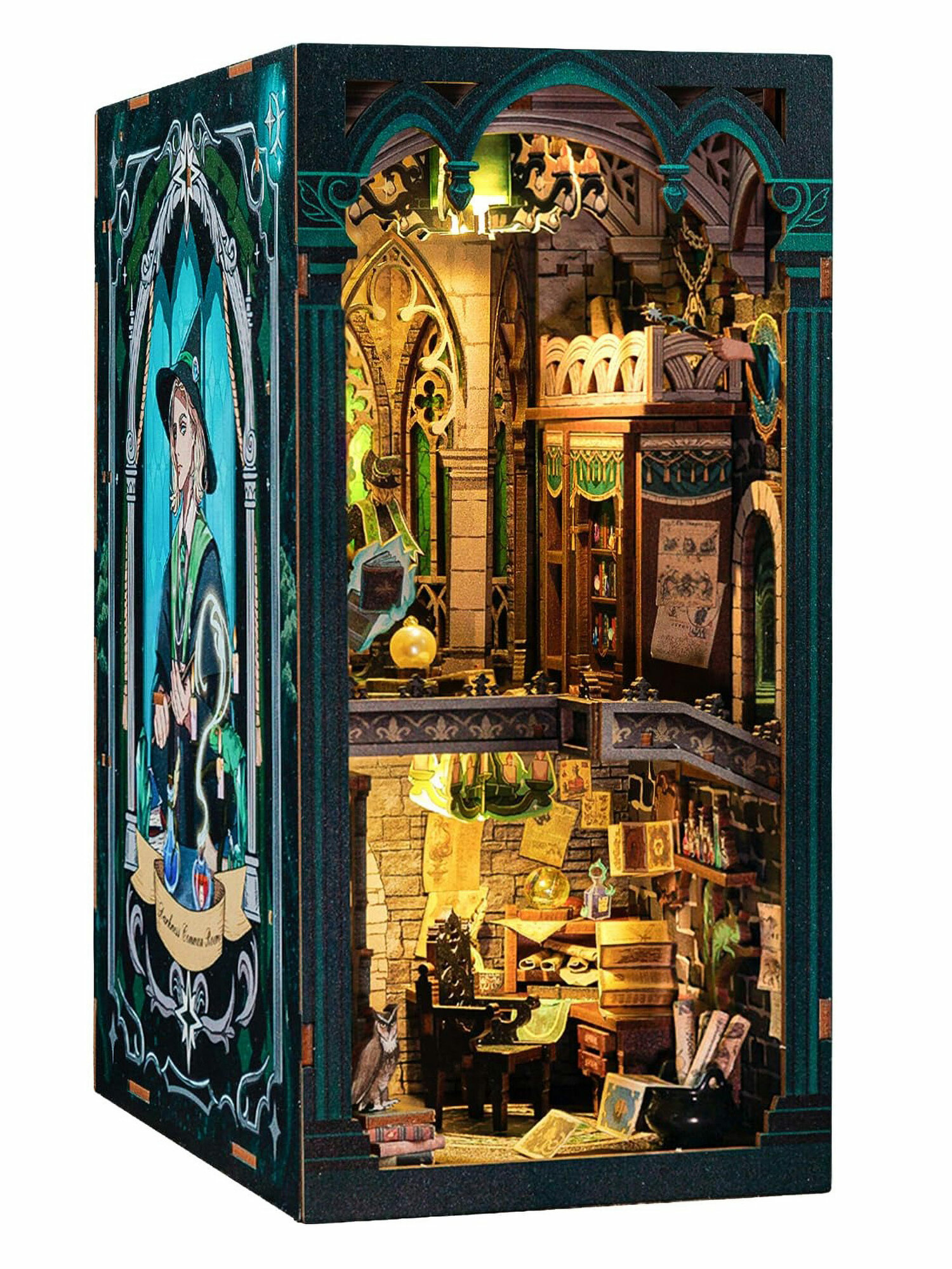 Румбокс CuteBee Darkness Common Room деревянный конструктор 3D пазл для книжной полки, с подсветкой