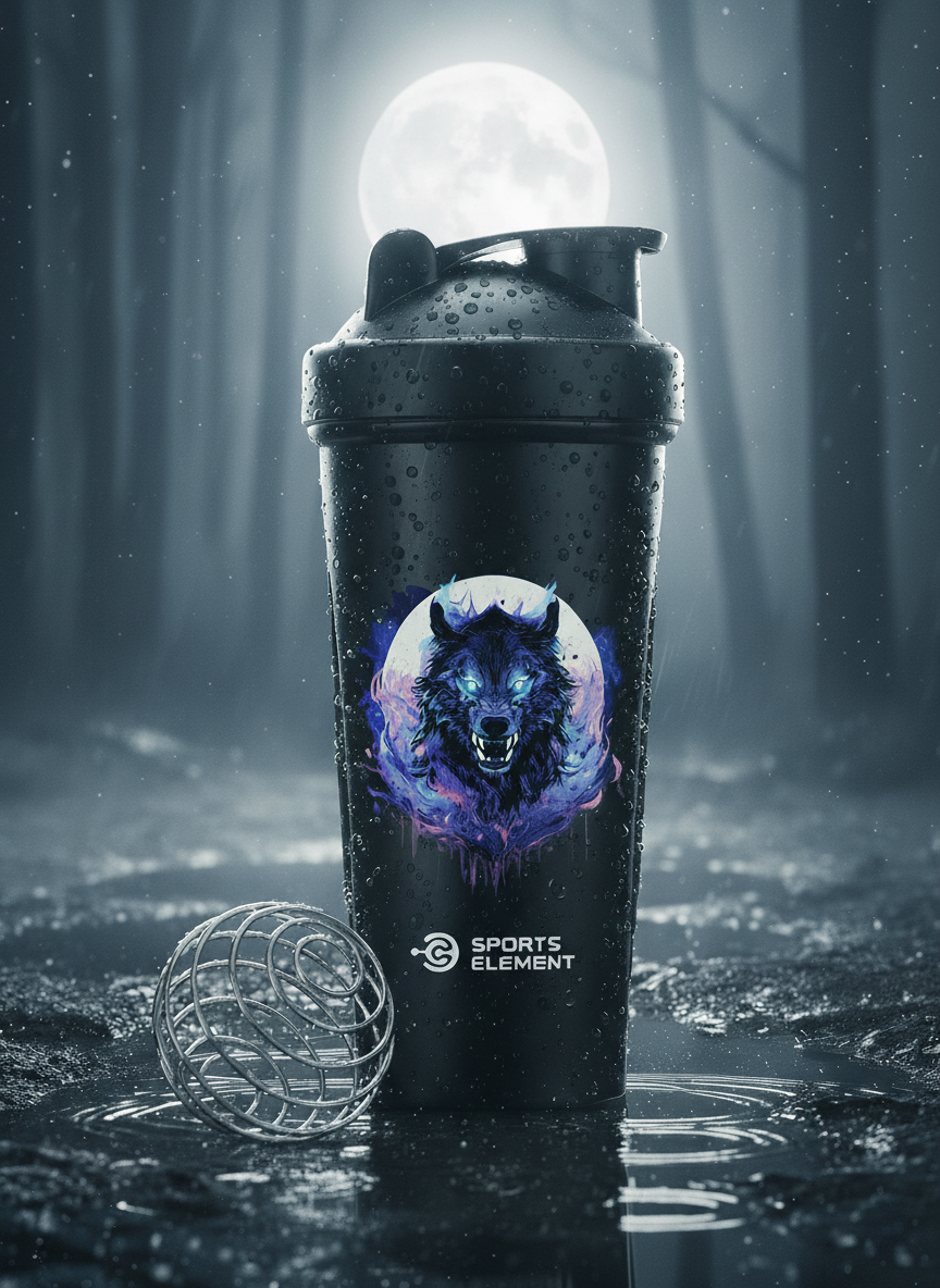 Шейкер для спортивного питания Sports Element "Moon wolf" , 600 мл. С шариком