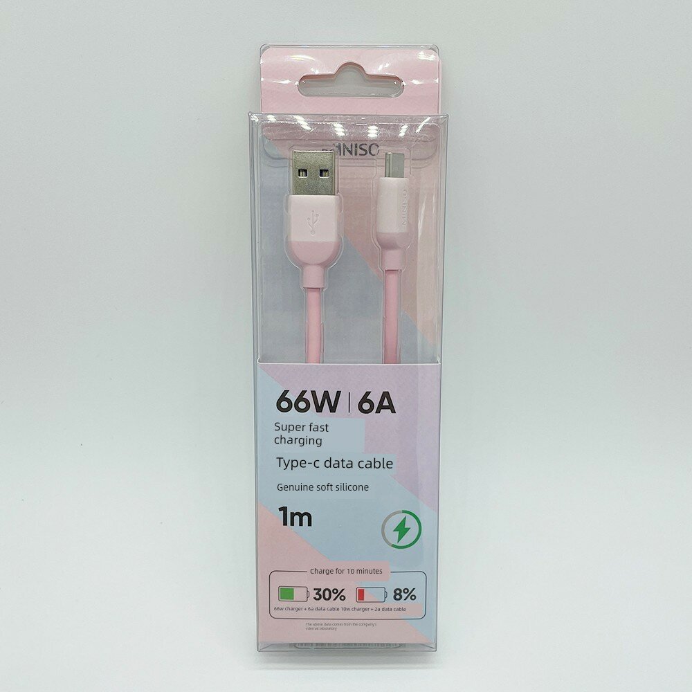 Кабель данных Miniso Type-C 1м, 6A сверхбыстрая зарядка, мягкий силиконовый провод