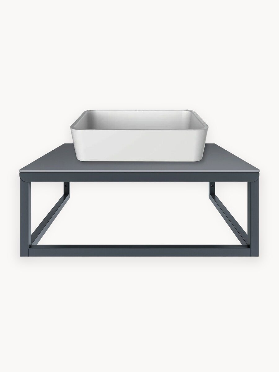 Тумба подвесная для раковины 60 см. Ulitka Martin со столешницей, металл, закаленное стекло цвет кварц