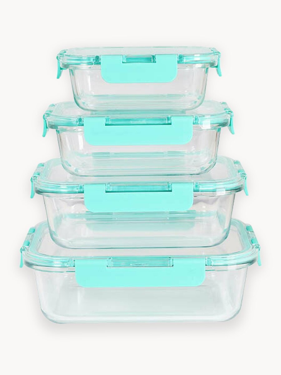 Набор контейнеров Oursson "Glass Germetic Clip" CG3506SS/MT, для СВЧ, 4шт