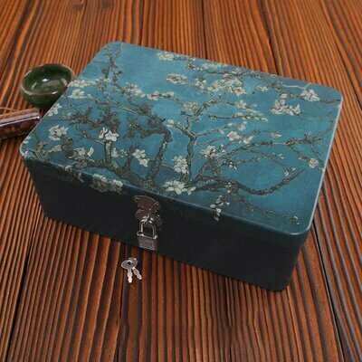Большая жестяная коробка для хранения с замком lyybx bx030 24.5cm 18cm 8.5cm