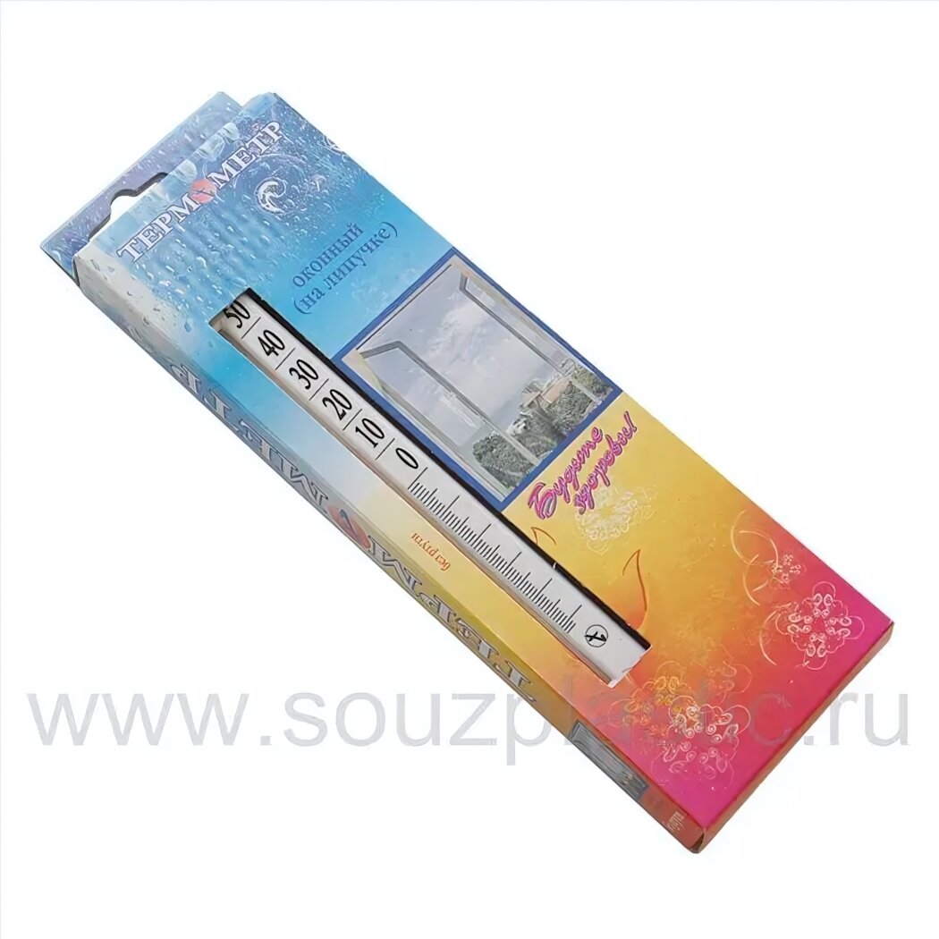 Термометр оконный «Липучка» с креплением диапазон -40.+50°C цвет в ассортименте