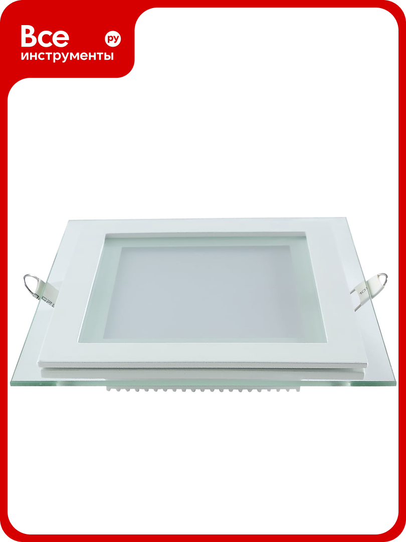 Светодиодный встраиваемый светильник Gauss квадратный с декоративным стеклом 12W 4000K 948111212