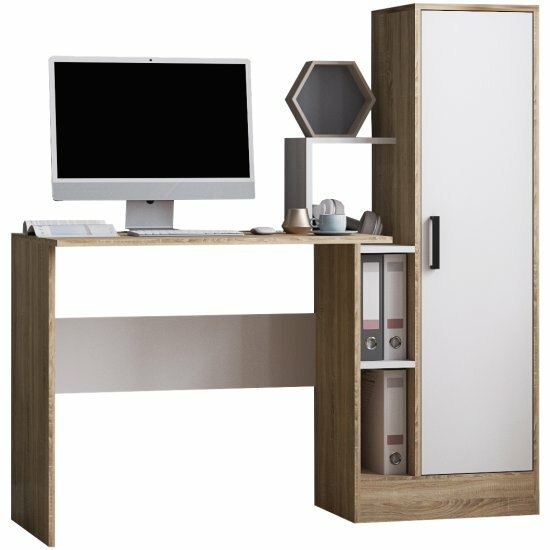 Стол компьютерный Микон СКМ-2 дуб сонома/белый