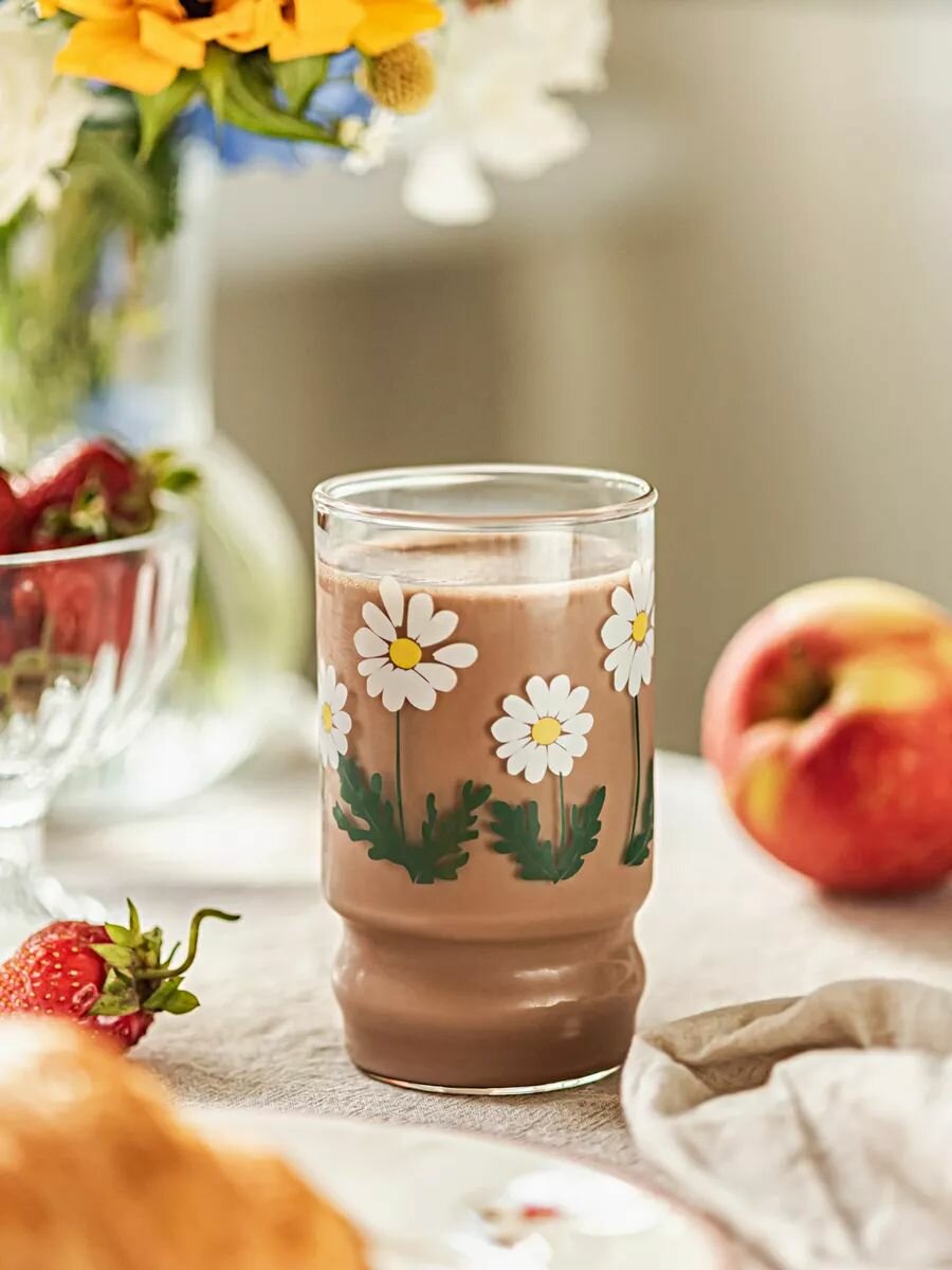 Стакан из боросиликатного стекла 360 мл, высокий с рисунком "Ромашка"