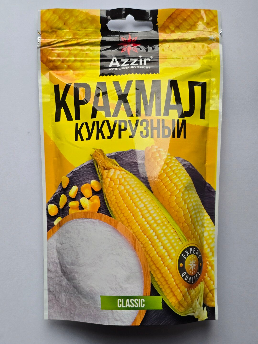 Крахмал кукурузный от "Azzir", 100% натуральный, упаковка дой-пак, 150 г
