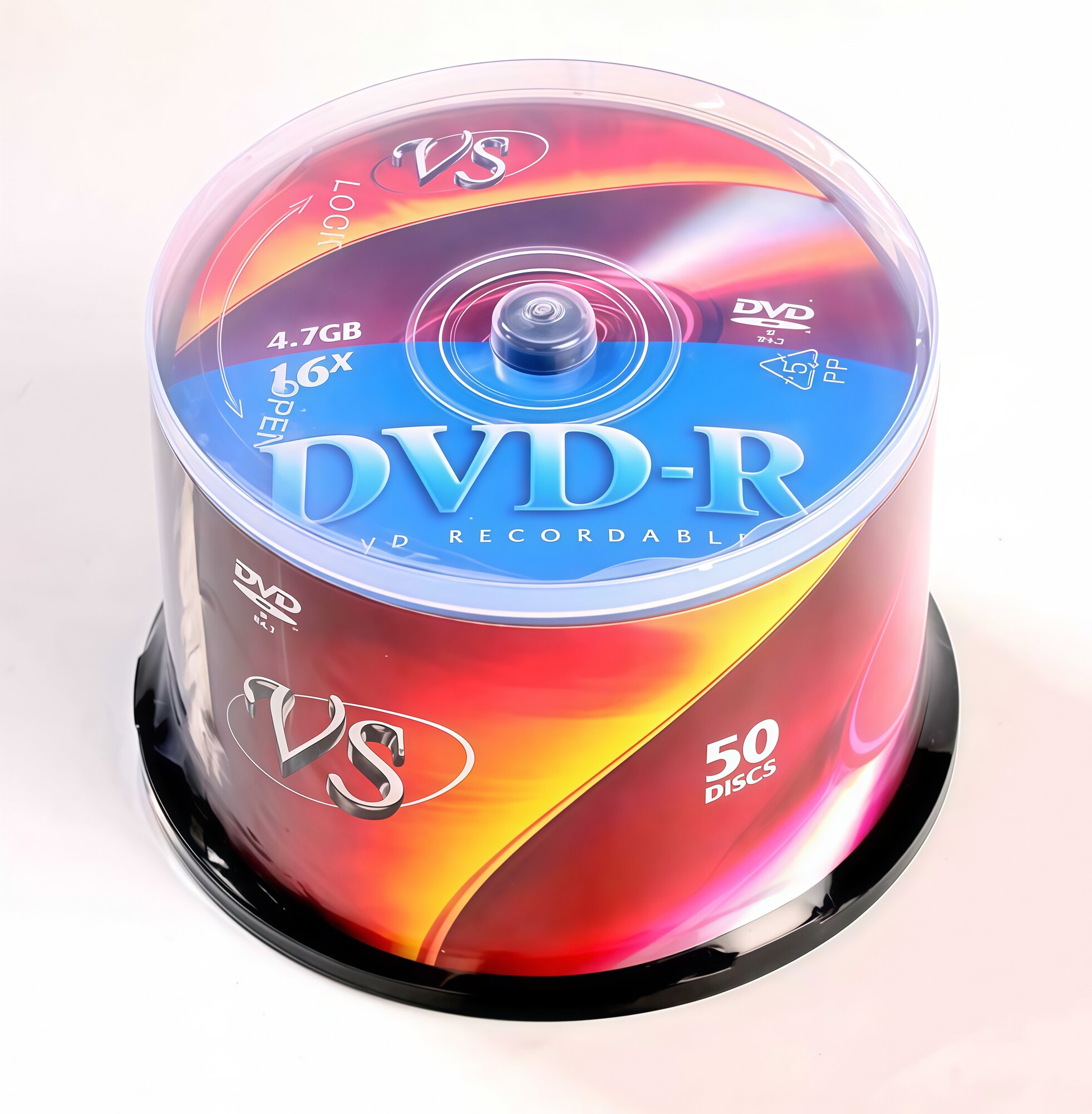 Диск VS DVD-R, ёмкость 4.7 Гб, скорость записи 16 x, cake box упаковка, 50шт