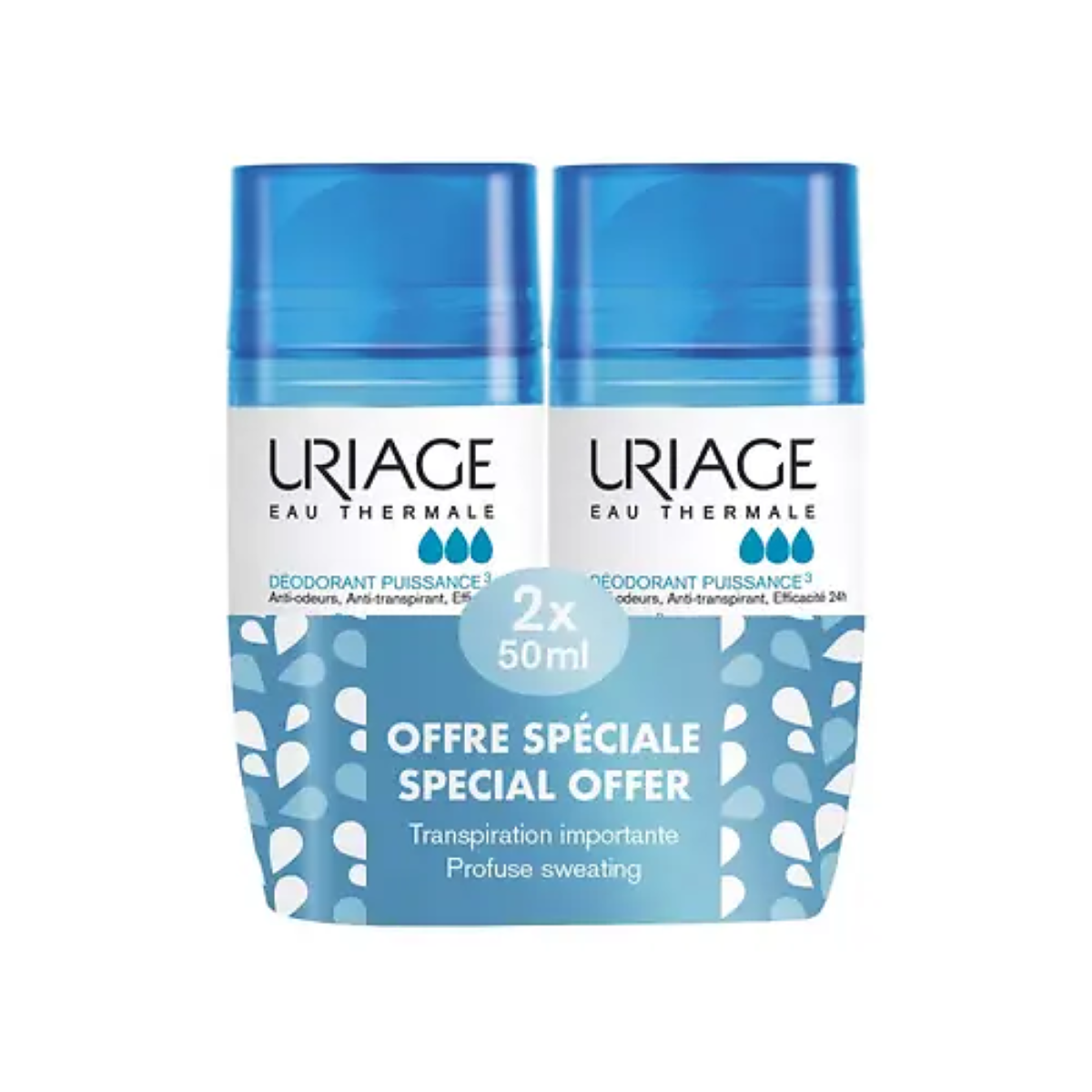 УРЬЯЖ НАБОР Роликовый дезодорант тройной силы, 2*50 мл | URIAGE Power 3 Deodorant