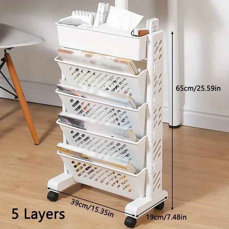 Пластиковый мобильный органайзер Duty с колесами | Многослойная полка для книг/офиса/класса