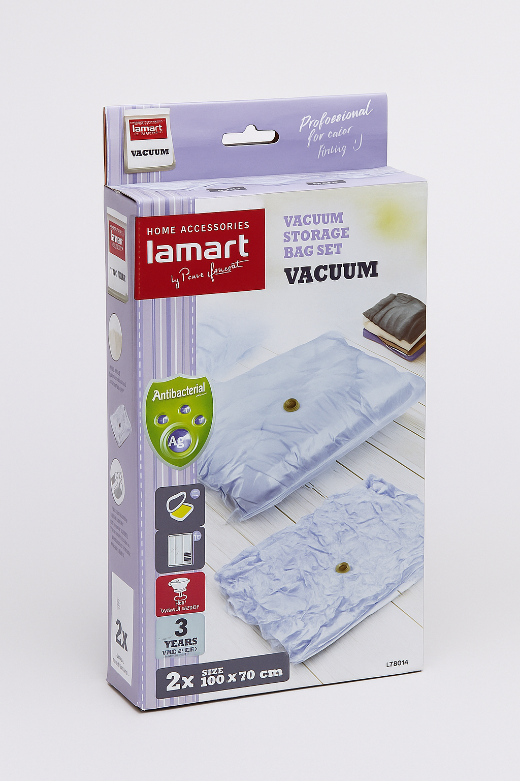 Вакуумный пакет - мешок для хранения одежды, белья, одеял Lamart LT 8024, 100 x 70 см, прозрачные, 2 шт