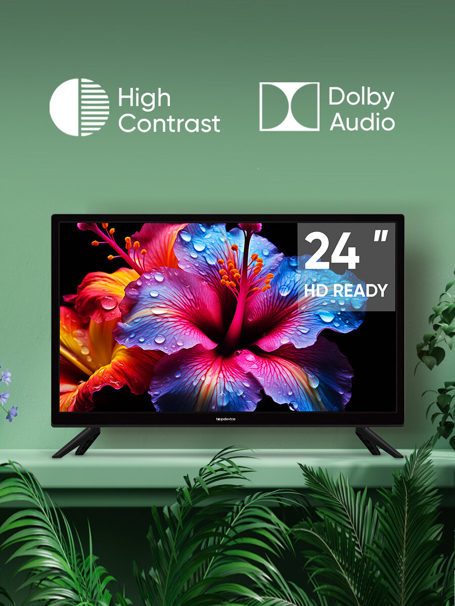 Телевизор Topdevice 24" с ультратонкими рамками (LED, HD, Dolby Audio) TDTV24BN02H_BK , черный
