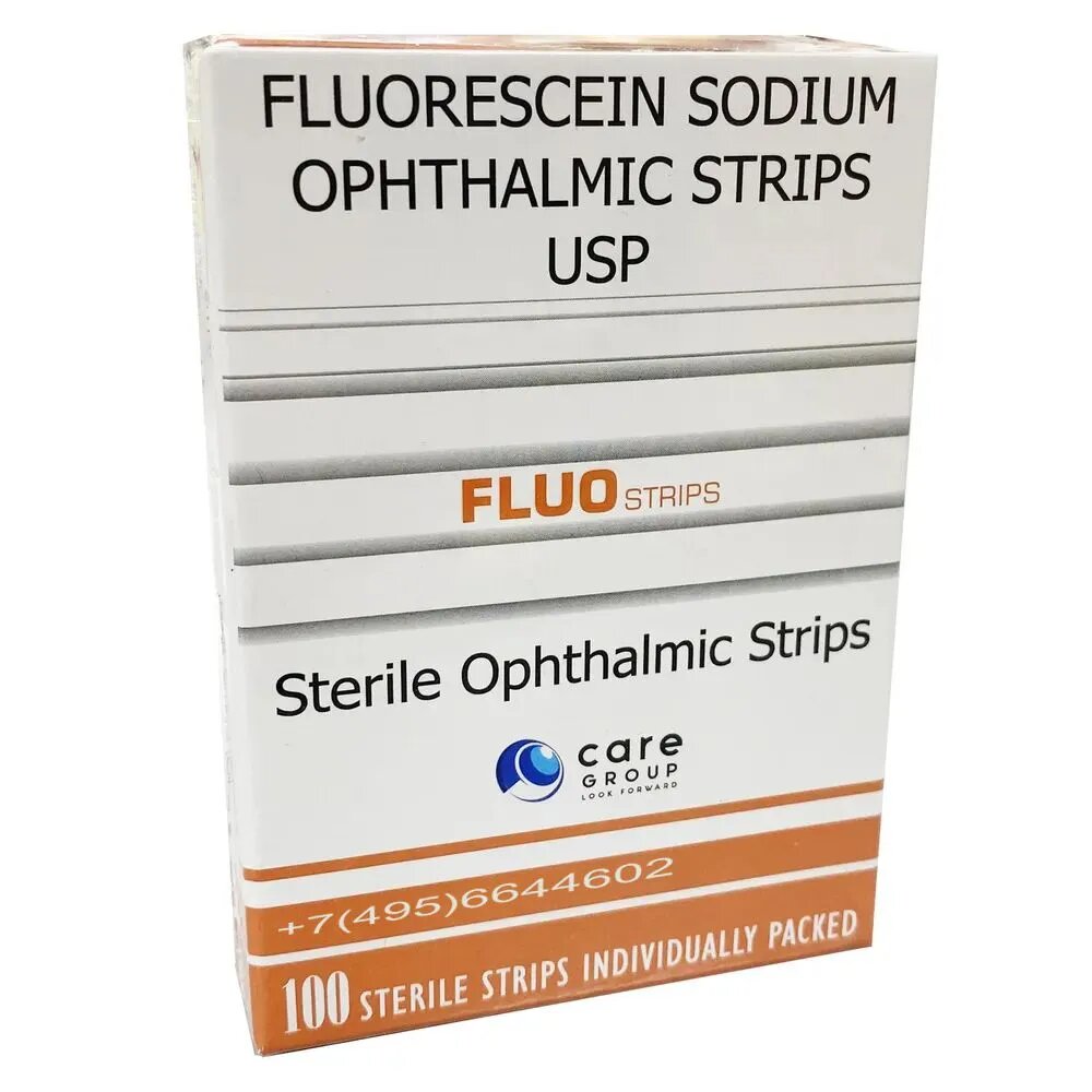 Тестполоски офтальмологические на тест на флуоресцеин FluoStrips 100 штук