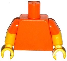 Torso Plain / Yellow Arms with Molded Orange Short Sleeves Pattern / Yellow Hands, 973c070 Orange U