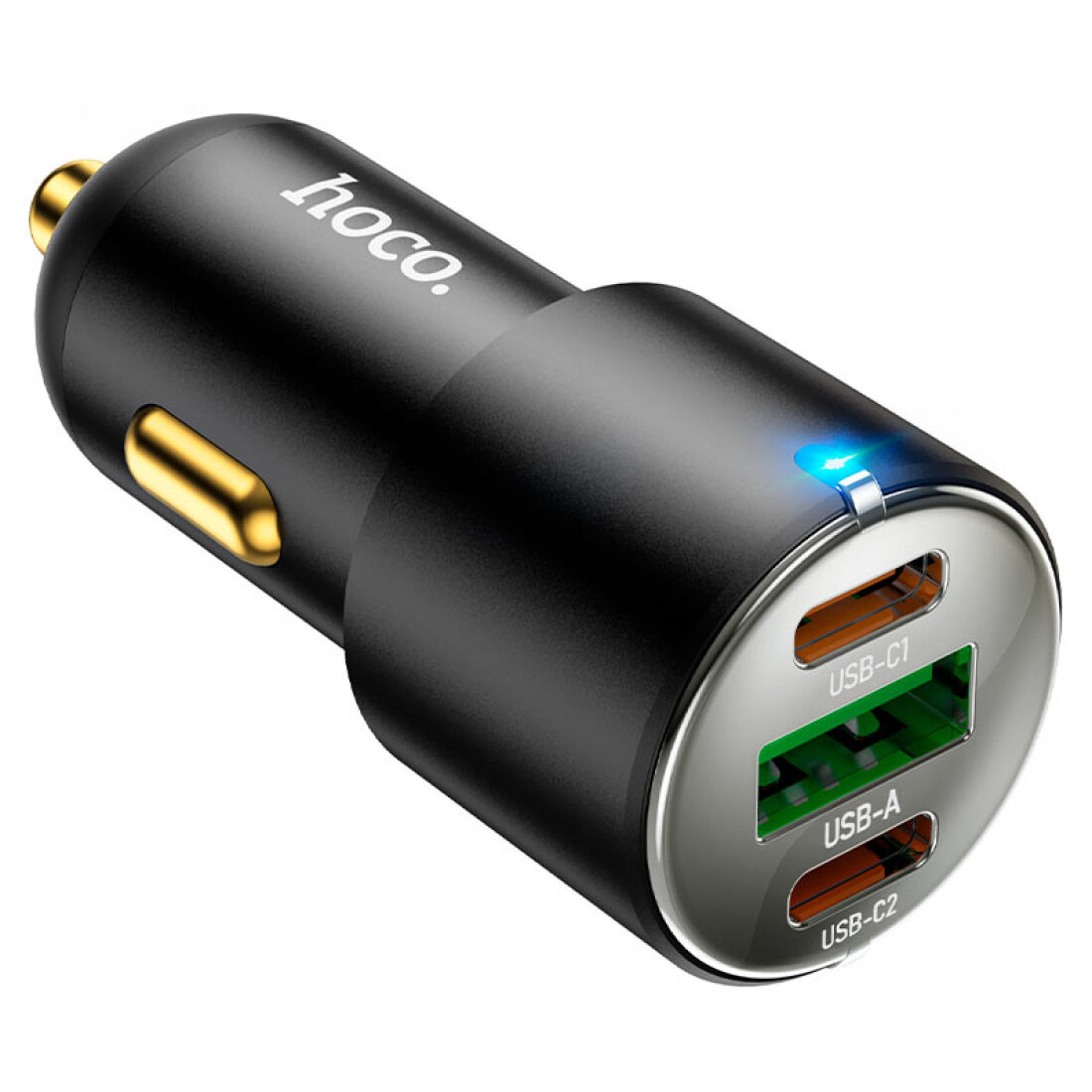 Автомобильное зарядное устройство, 1 USB QC3.0+2 PD 45W (NZ6), HOCO, черный — фото 1