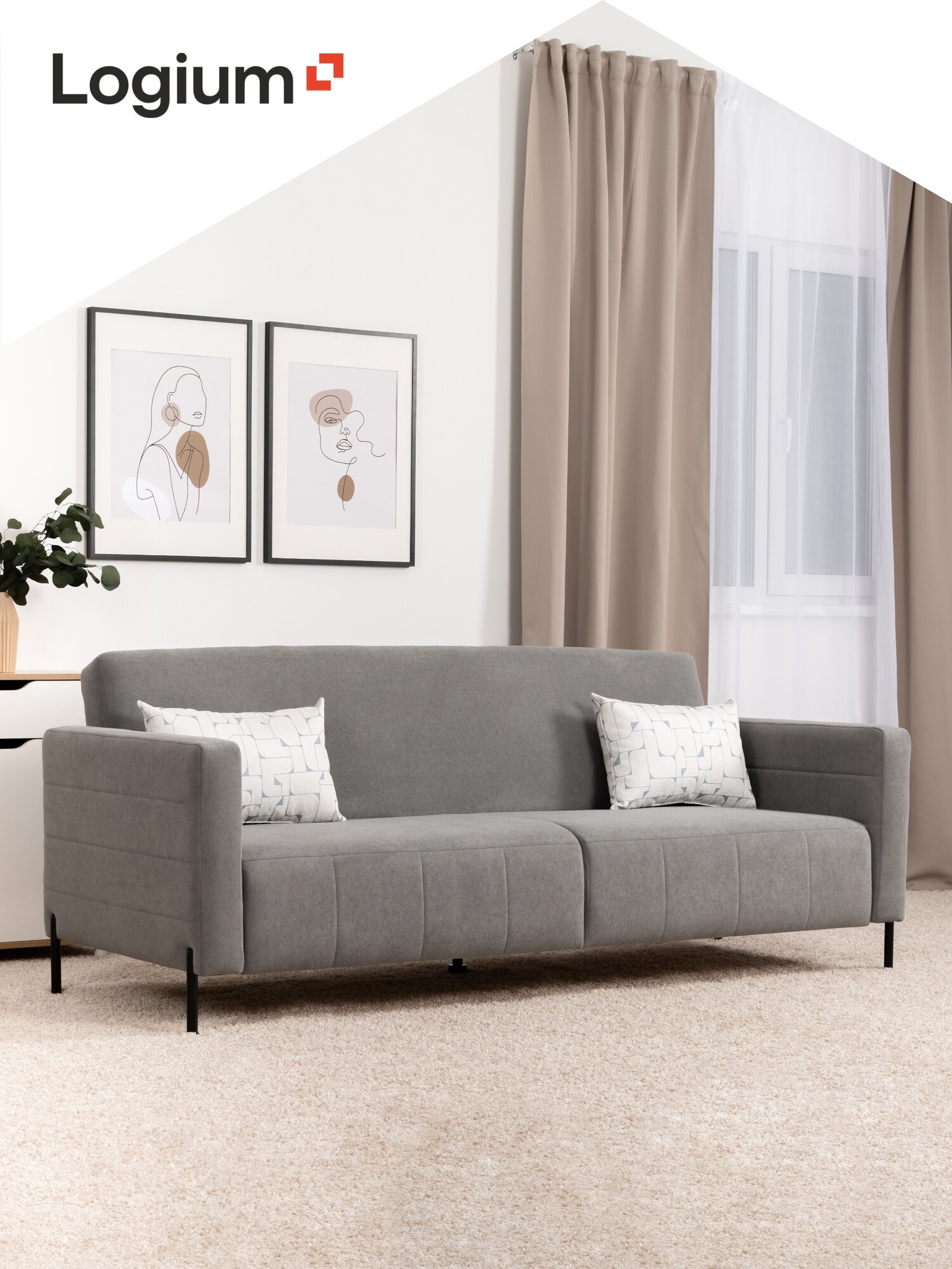 Диван раскладной Марсо Арт. ТД 743/1 Mikea 6 (серый), Mikea 6 (серый), Liberty 090