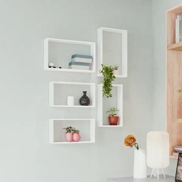 Полка настенная Spaceo 45x27 см/40x22 см МДФ цвет белый 2 шт